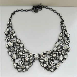 White House Black Market Silver Collar Necklace with Crystal Embellishments